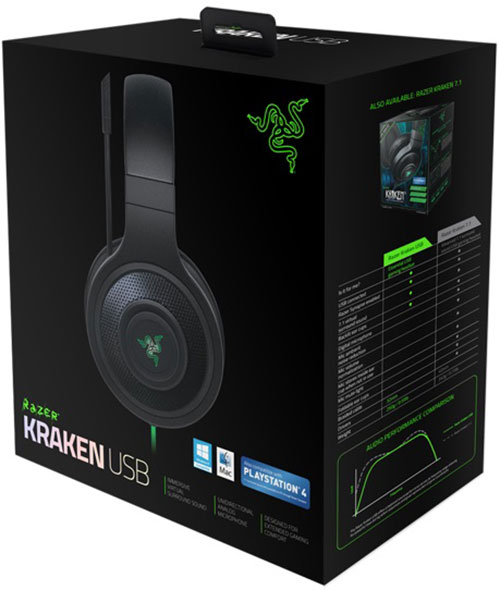 RAZER Kraken Black USB Gaming Headset - Multimédia Fejhallgatók