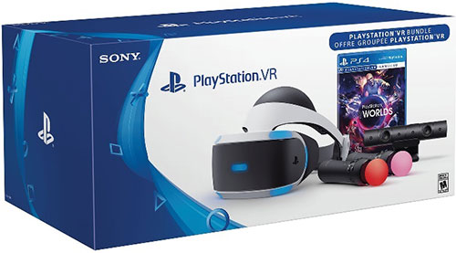 Sony Playstation 4 Virtual Reality VR Headset + Move Motion Controllers + Kamera + VR Worlds játék 