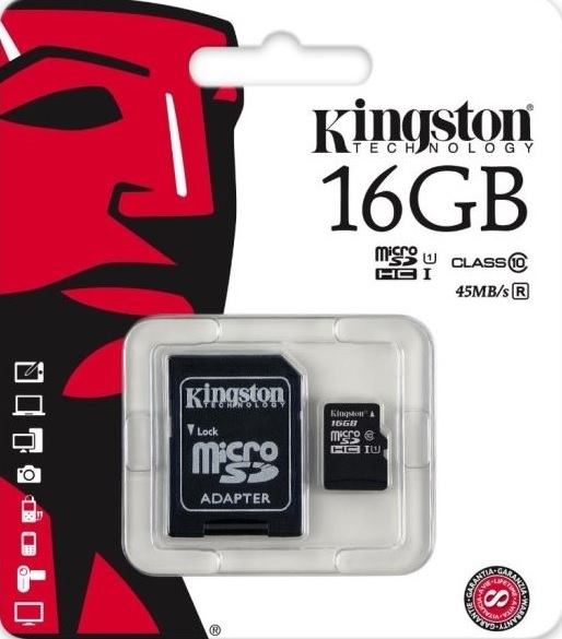 Kingston 16GB MicroSDHC memóriakártya CL10
