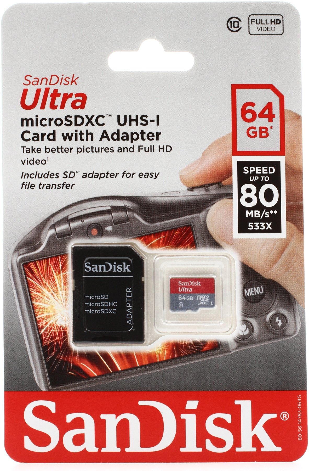 Sandisk 64GB microSDXC Ultra UHS-I memóriakártya + Adapter - Multimédia Memóriakártya
