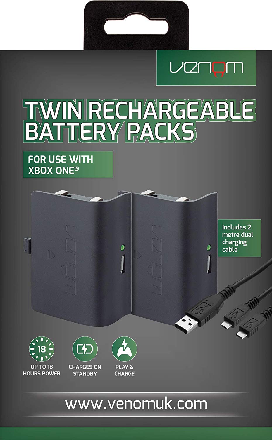 Venom Xbox One Twin Rechargeable Battery Packs (Fekete)
