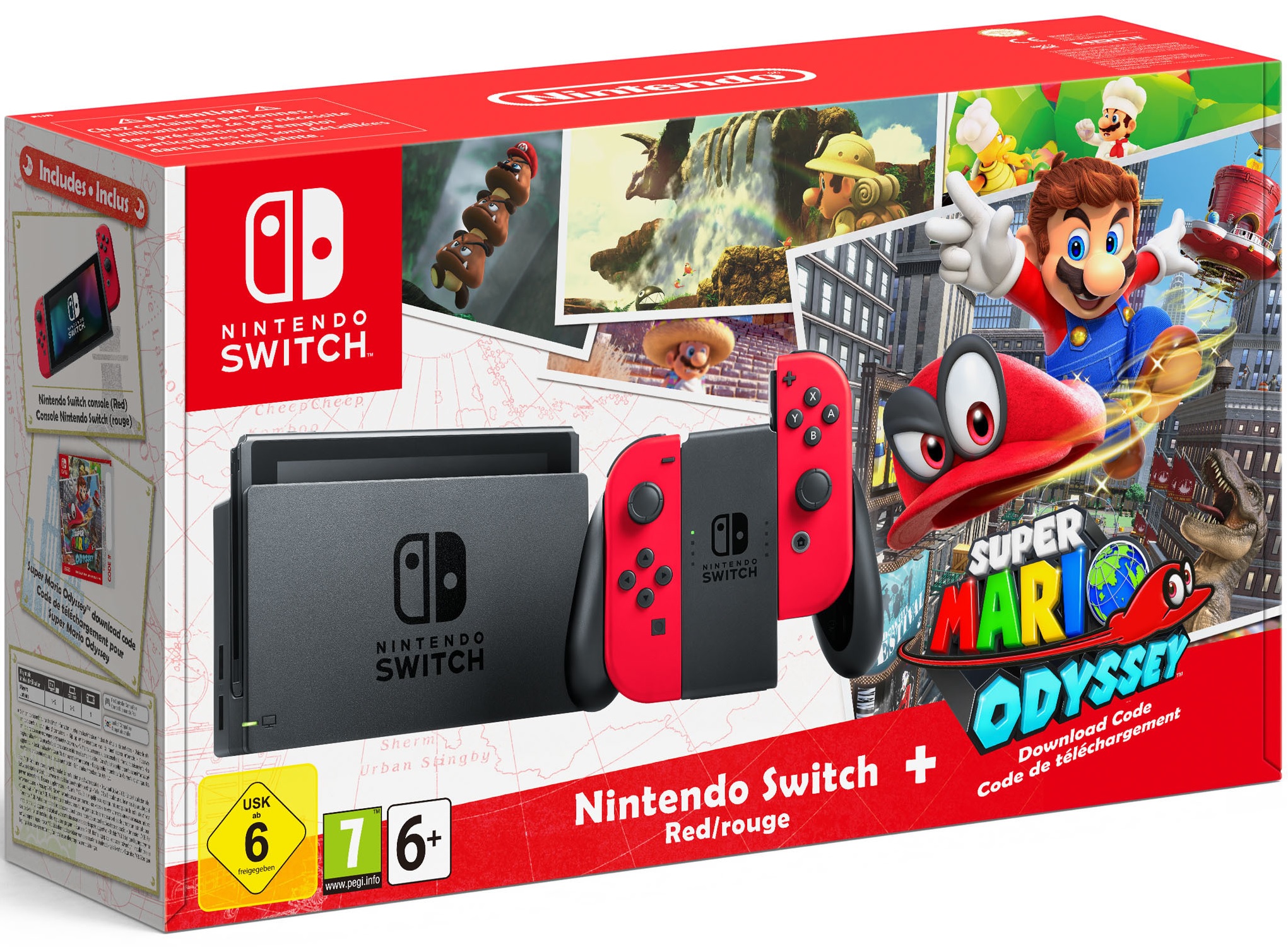 Nintendo Switch Red rouge + Super Mario Odyssey Letöltő Kód - Nintendo Switch Játékkonzol