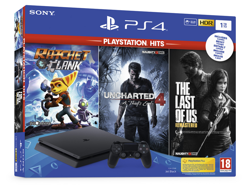 Sony PlayStation 4 Slim 1TB Uncharted 4,The Last of Us,Ratchet and Clank Playstation Hits Bundle
