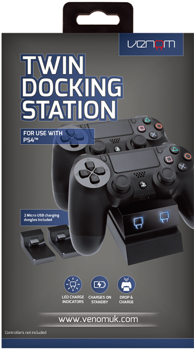 Venom PS4 Twin Docking Station Fekete (VS2732)  - PlayStation 4 Játékkonzol Kiegészítő