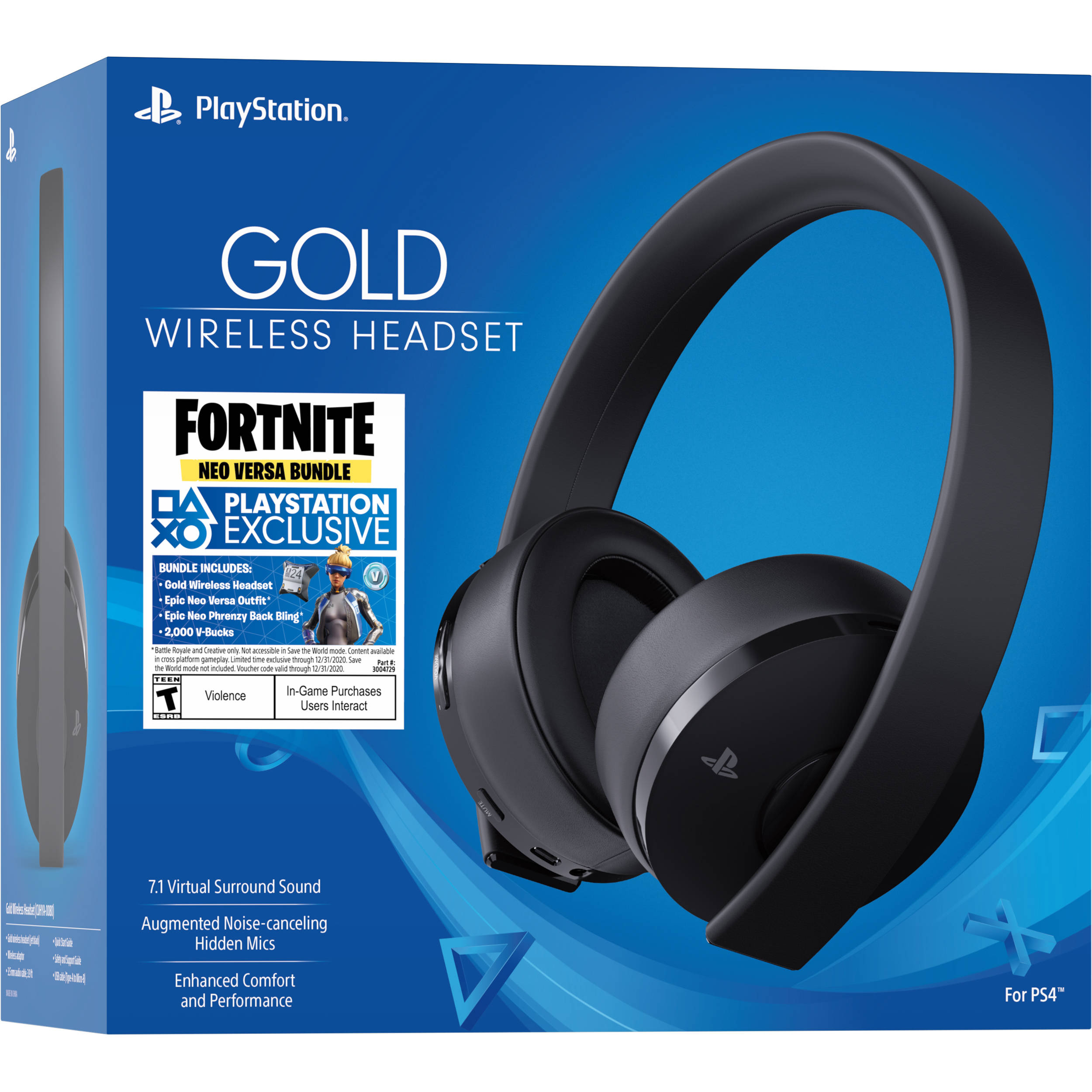 Sony Playstation Wireless Gold Headset 7.1 + Fortnite Neo Versa Bundle (Ps4)