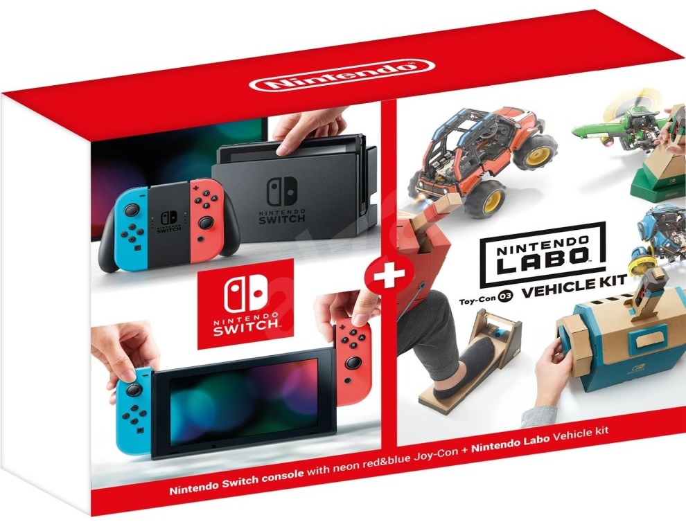 Nintendo Switch Neon Red/Blue LABO Vehicle Kit Bundle