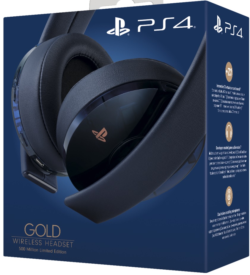 Sony PlayStation 4 500 Million Limited Edition Gold Wireless Stereo Headset 2.0 (Navy Blue) - PlayStation 4 Játékkonzol Kiegészítő