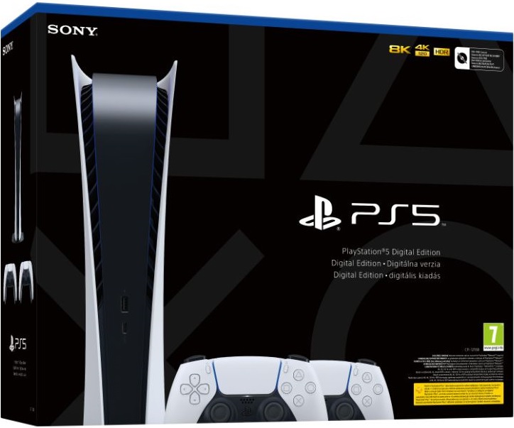 Sony PlayStation 5 Digital Edition (PS5) 825GB 2db Controllerrel - PlayStation 5 Játékkonzol