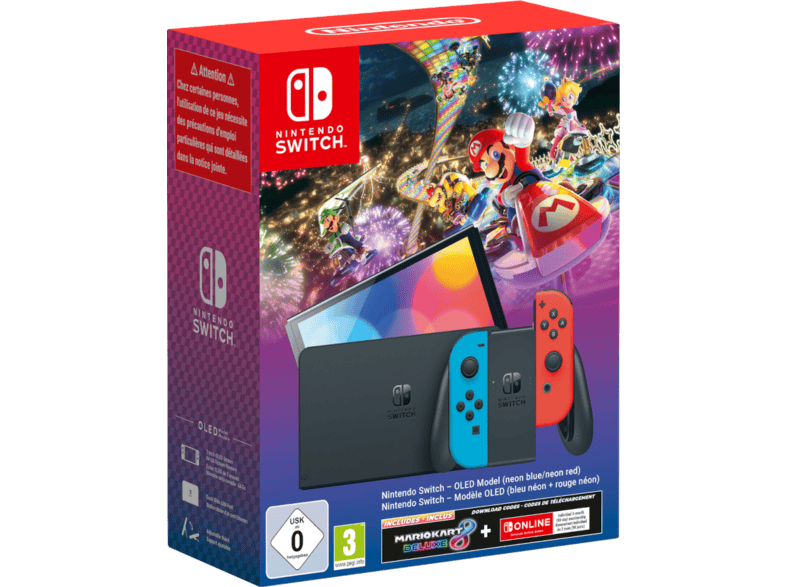 Nintendo Switch Oled Neon Red Neon Blue + Mario Kart 8 Digital Kód