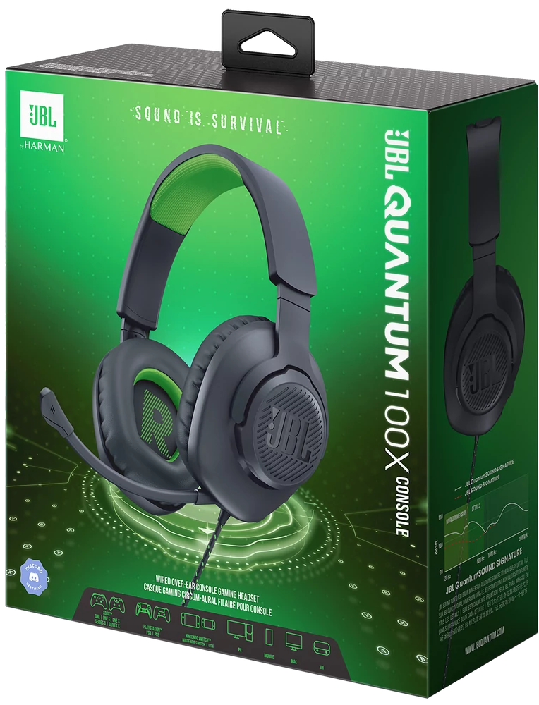 JBL Quantum 100x Vezetékes gaming fejhallgató mikrofonnal Fekete