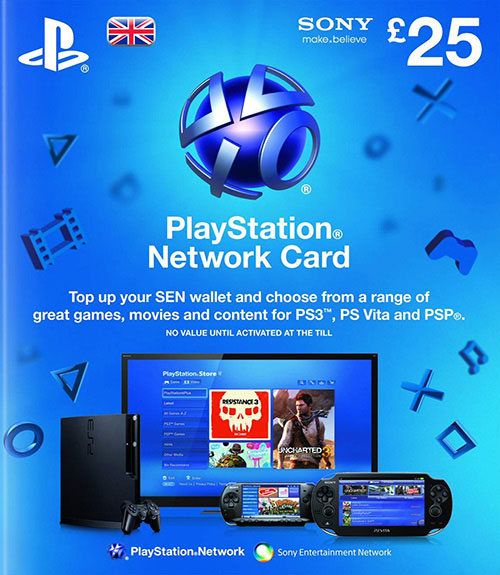 Sony Playstation 4 PSN Card 25 Font